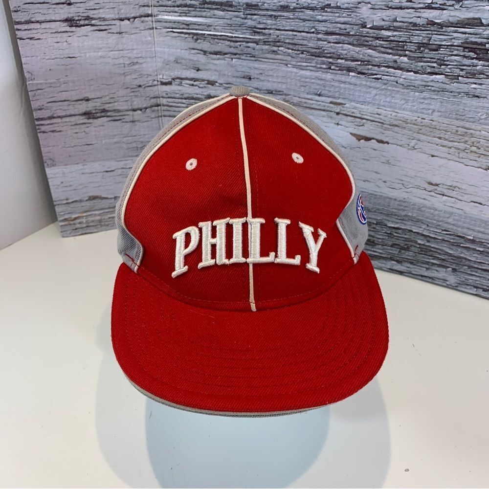 And1 Basketball Hat Philly Red and Grey Fitted Vintage